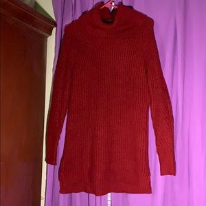 red cowl neck sweater